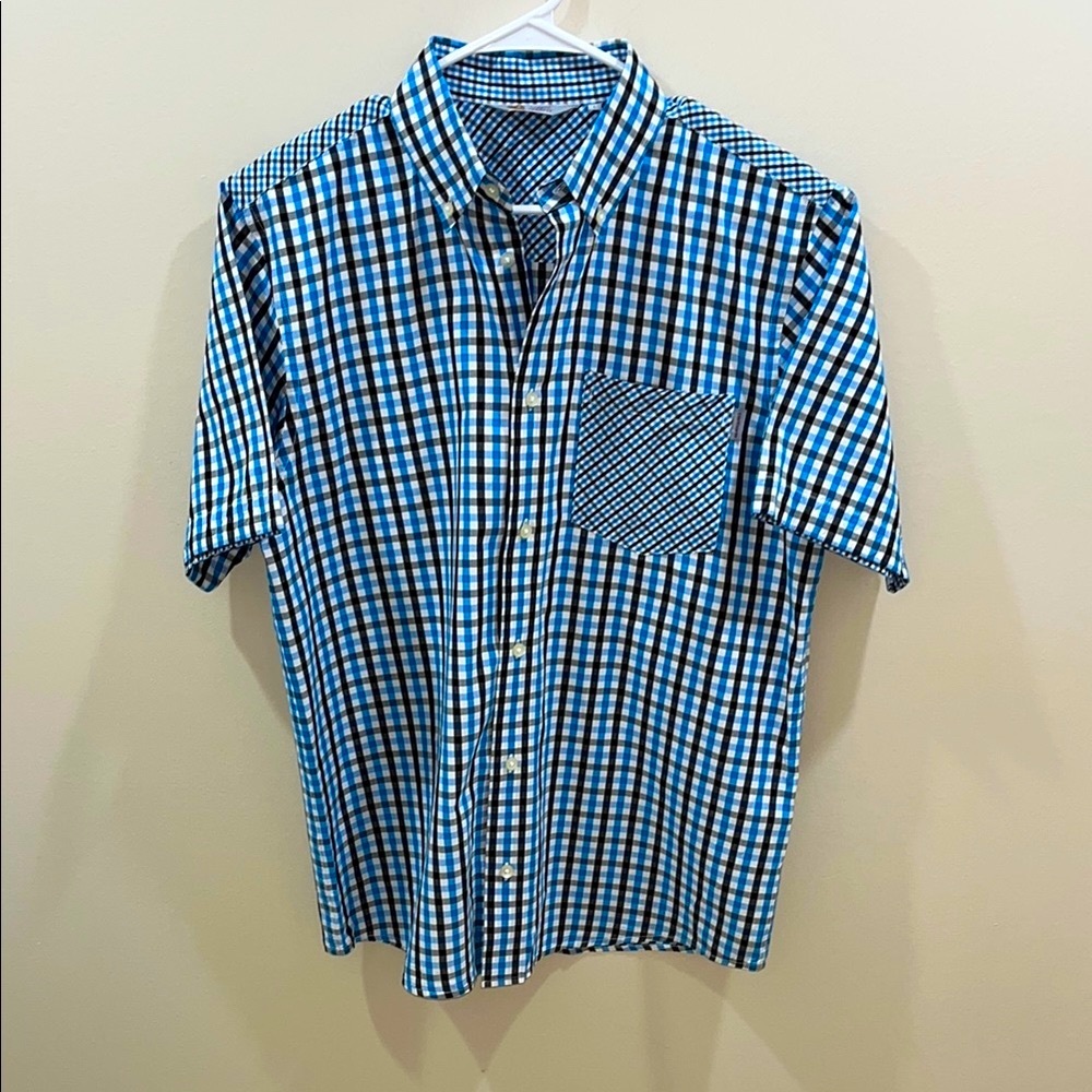 Limited Edition Carhartt Men’s Blue Black Check Short Sleeve Button Down. Large.